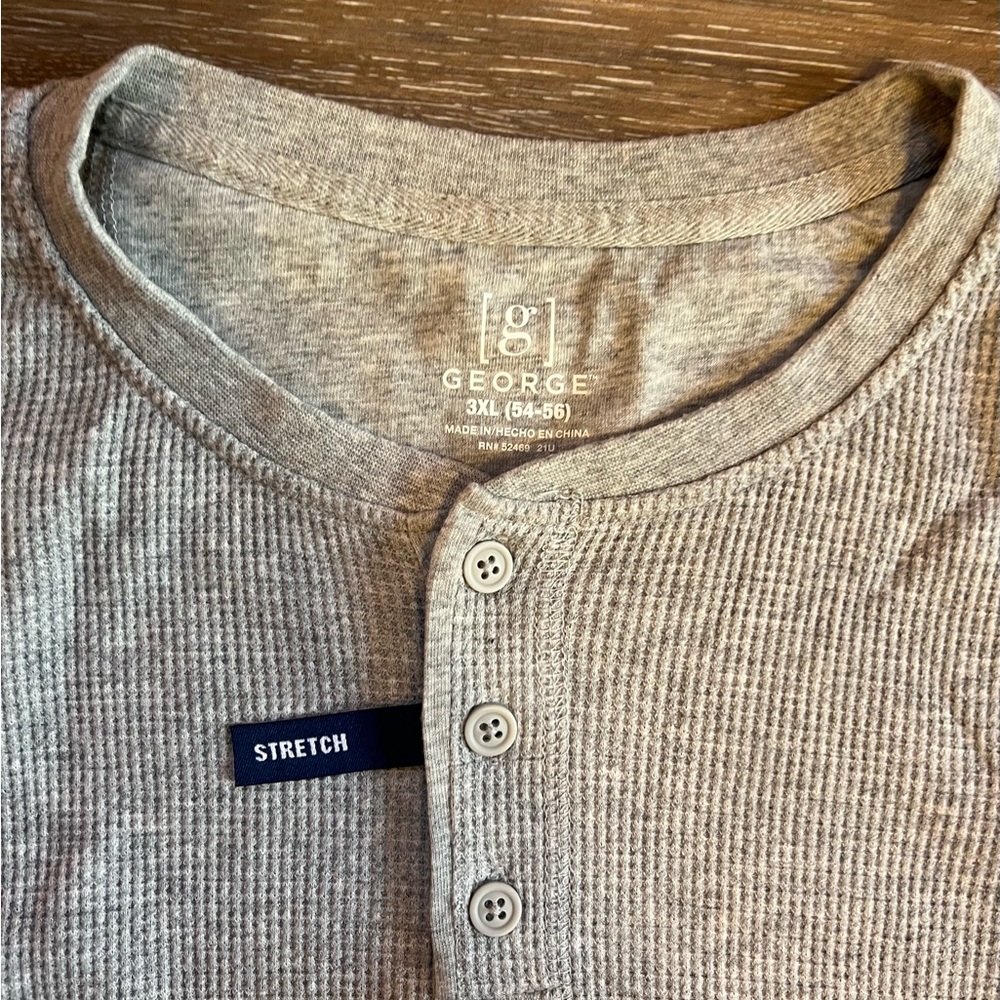 Men's George 3XL (54-56) long sleeve stretch henley NEW